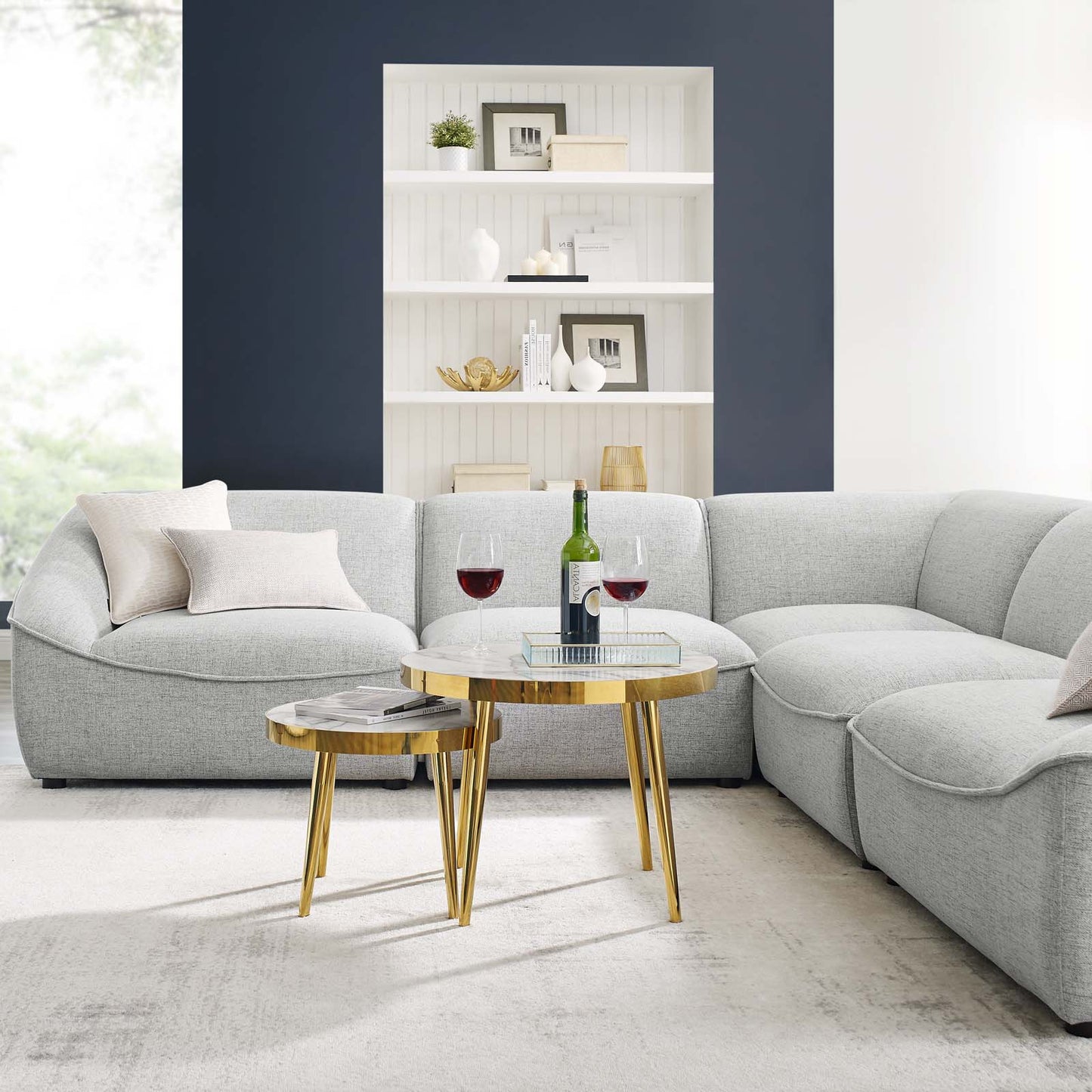 Comprise 5-Piece Sectional Sofa, Fabric, Light Grey Gray, 21090