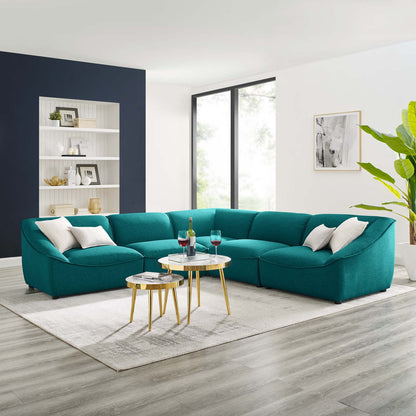 Comprise 5-Piece Sectional Sofa, Fabric, Teal Blue, 21091