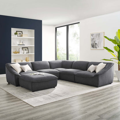 Comprise 6-Piece Sectional Sofa, Fabric, Dark Grey Gray, 21092