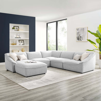 Comprise 6-Piece Sectional Sofa, Fabric, Light Grey Gray, 21093