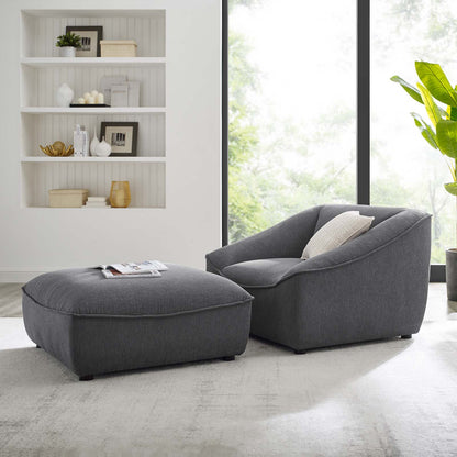 Comprise 2-Piece Living Room Set, Fabric, Dark Grey Gray, 21095