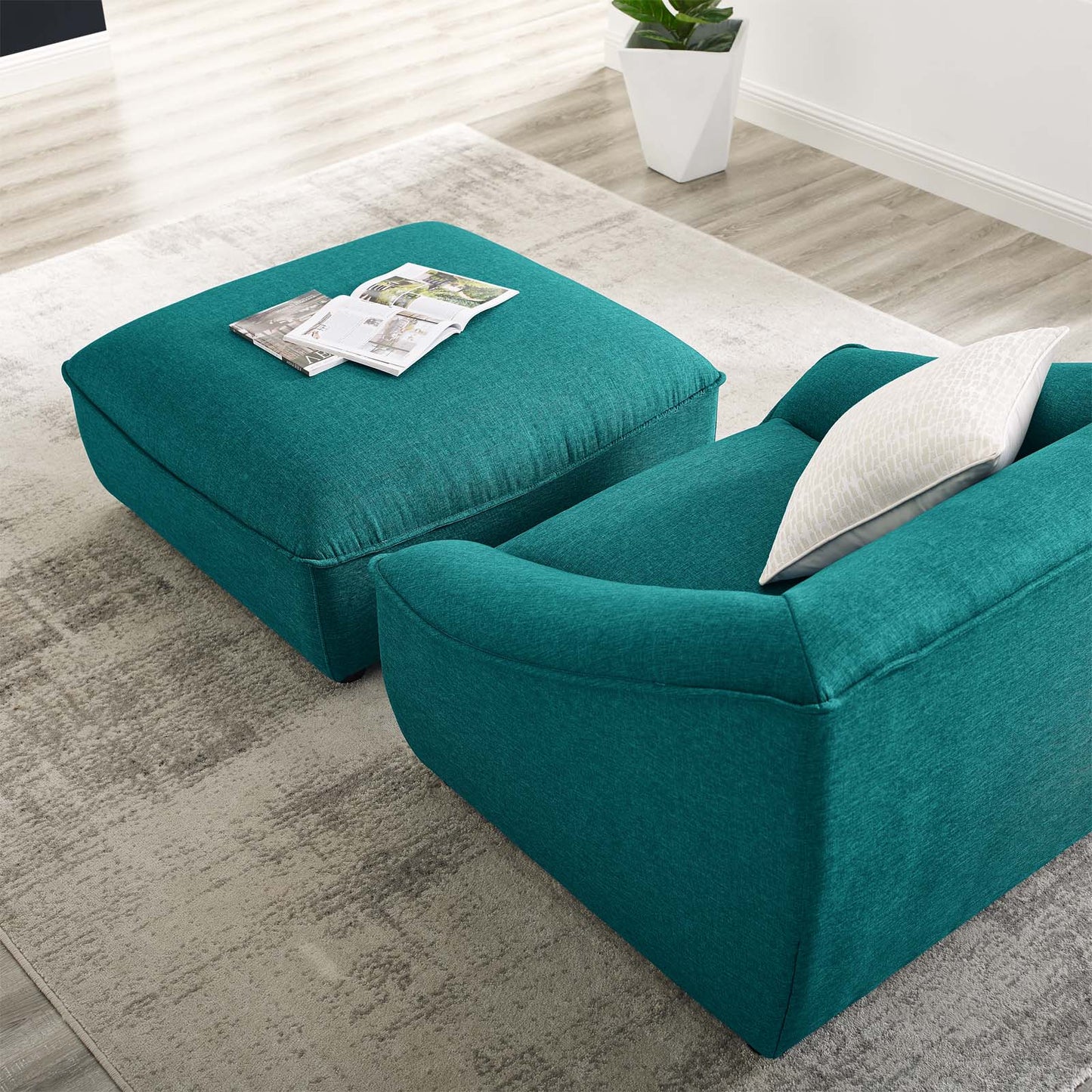 Comprise 2-Piece Living Room Set, Fabric, Teal Blue, 21097