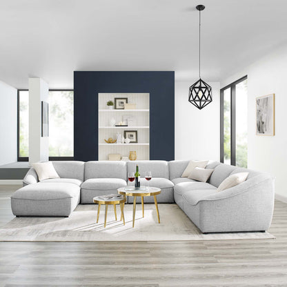 Comprise 7-Piece Sectional Sofa, Fabric, Light Grey Gray, 21099