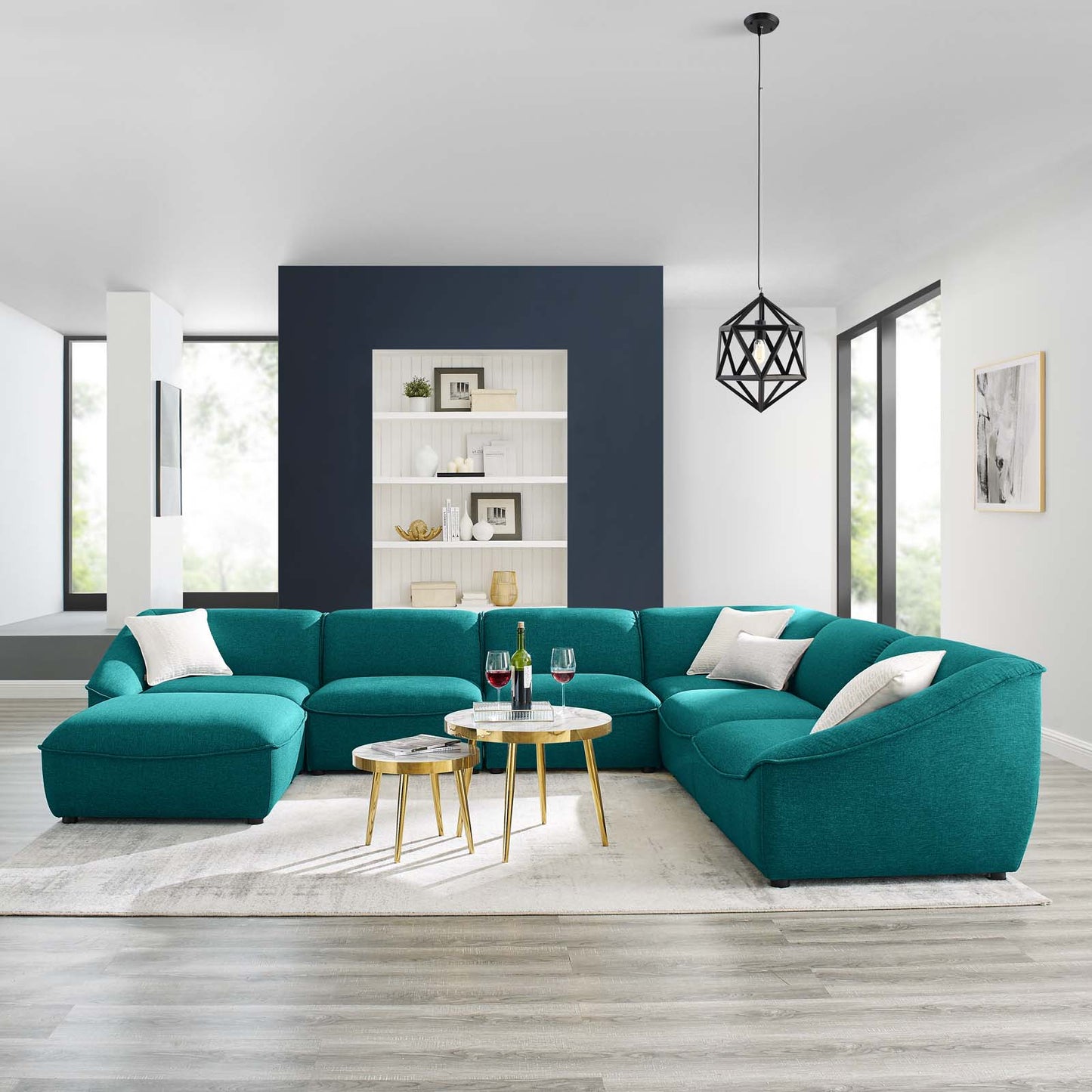 Comprise 7-Piece Sectional Sofa, Fabric, Teal Blue, 21100