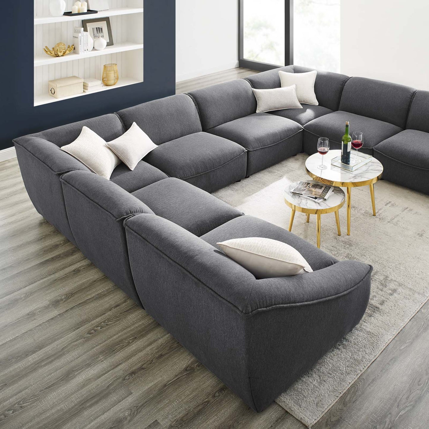 Comprise 8-Piece Sectional Sofa, Fabric, Dark Grey Gray, 21101