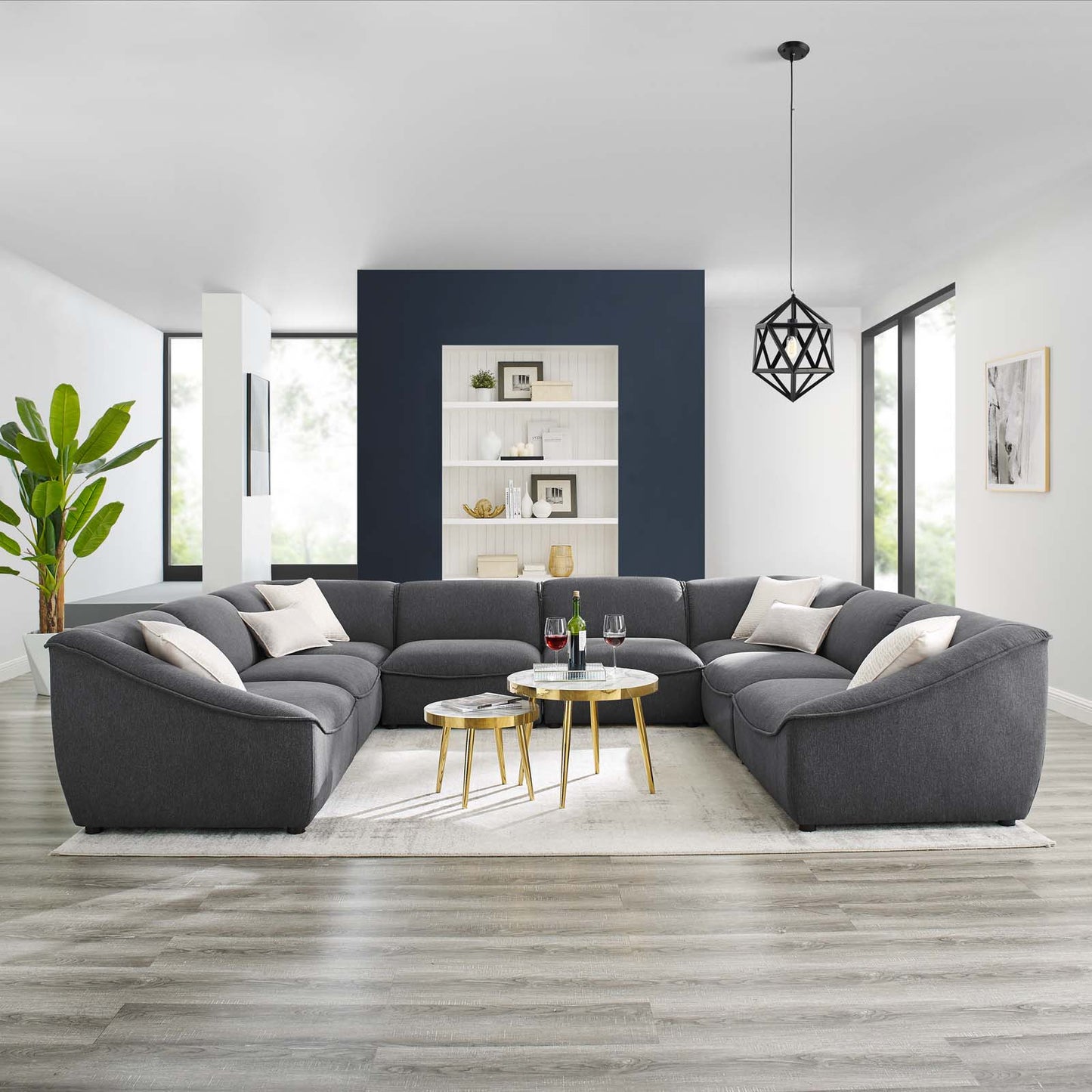 Comprise 8-Piece Sectional Sofa, Fabric, Dark Grey Gray, 21101