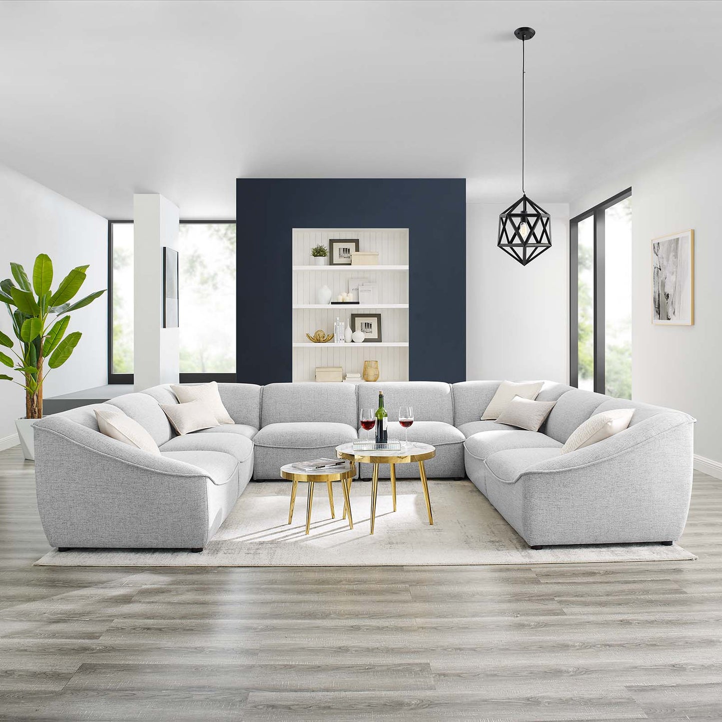 Comprise 8-Piece Sectional Sofa, Fabric, Light Grey Gray, 21102