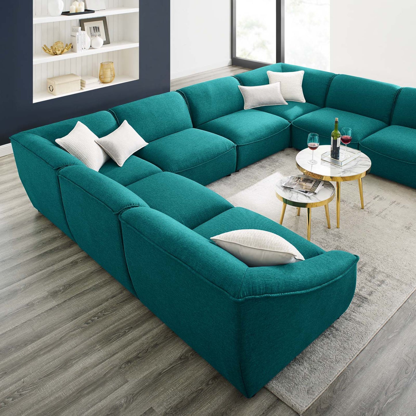 Comprise 8-Piece Sectional Sofa, Fabric, Teal Blue, 21103