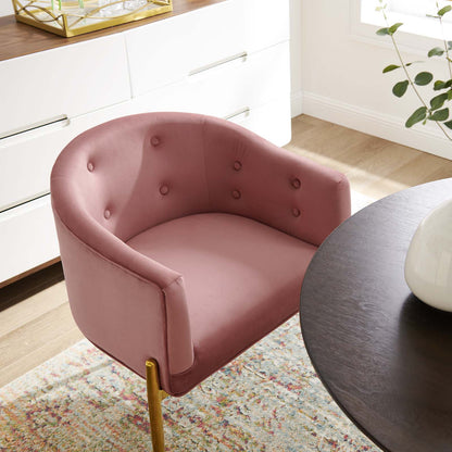 Savour Tufted Performance Velvet Accent Chairs - Set of 2, Velvet, Metal Steel, Pink, 21105