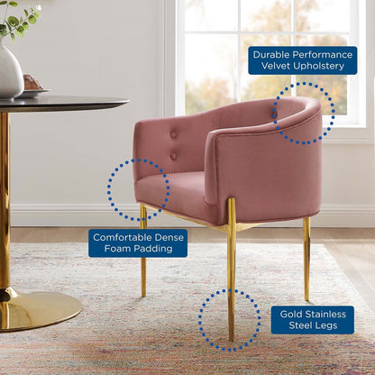 Savour Tufted Performance Velvet Accent Chairs - Set of 2, Velvet, Metal Steel, Pink, 21105