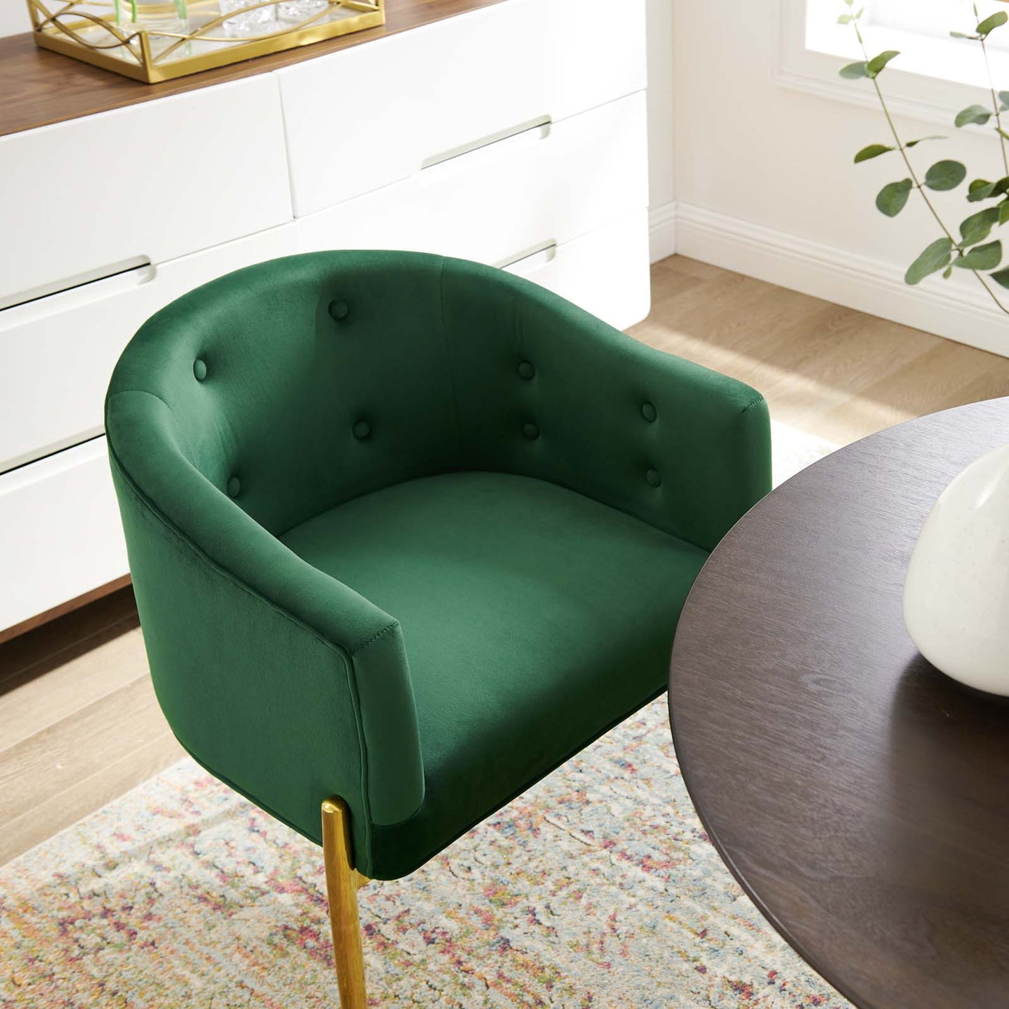 Savour Tufted Performance Velvet Accent Chairs - Set of 2, Velvet, Metal Steel, Green, 21106
