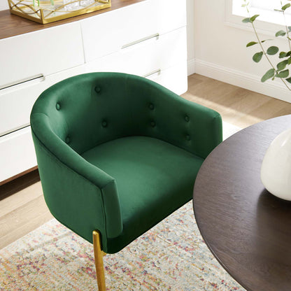 Savour Tufted Performance Velvet Accent Chairs - Set of 2, Velvet, Metal Steel, Green, 21106