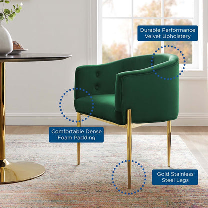 Savour Tufted Performance Velvet Accent Chairs - Set of 2, Velvet, Metal Steel, Green, 21106