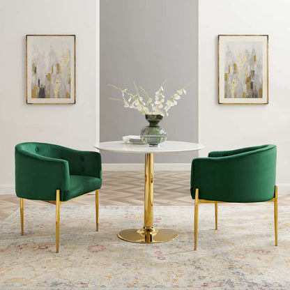 Savour Tufted Performance Velvet Accent Chairs - Set of 2, Velvet, Metal Steel, Green, 21106