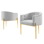 Savour Tufted Performance Velvet Accent Chairs - Set of 2, Velvet, Metal Steel, Light Grey Gray, 21108