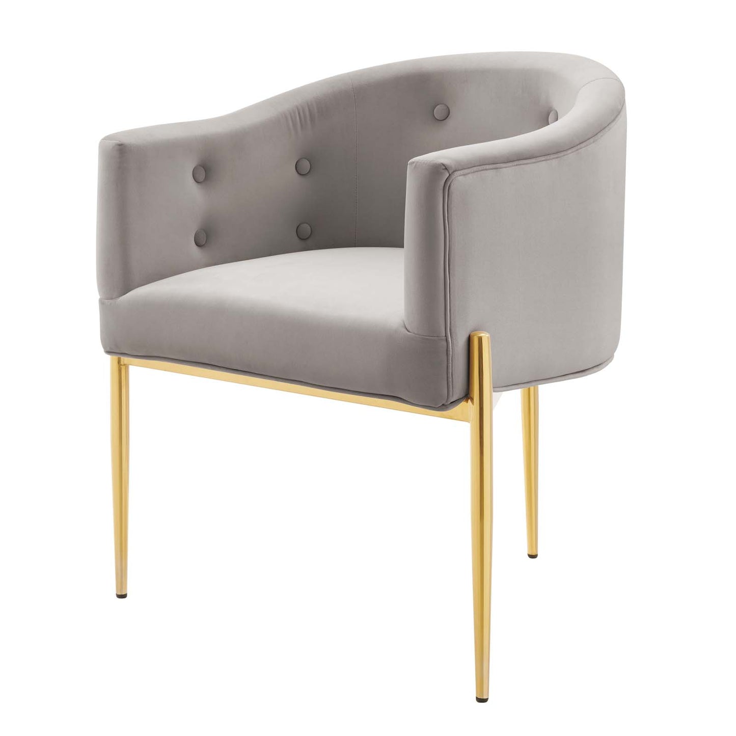 Savour Tufted Performance Velvet Accent Chairs - Set of 2, Velvet, Metal Steel, Light Grey Gray, 21108