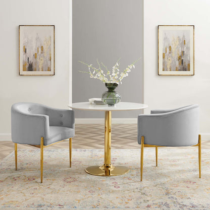 Savour Tufted Performance Velvet Accent Chairs - Set of 2, Velvet, Metal Steel, Light Grey Gray, 21108