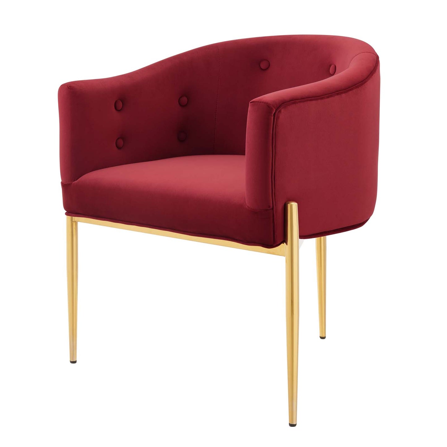 Savour Tufted Performance Velvet Accent Chairs - Set of 2, Velvet, Metal Steel, Red, 21109