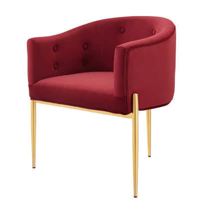 Savour Tufted Performance Velvet Accent Chairs - Set of 2, Velvet, Metal Steel, Red, 21109