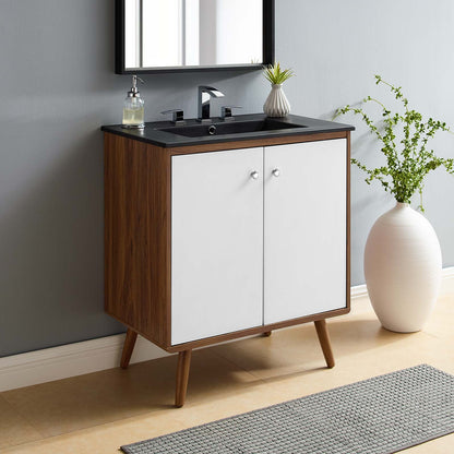 Transmit 30" Bathroom Vanity, Wood, Brown Walnut Black, 21113