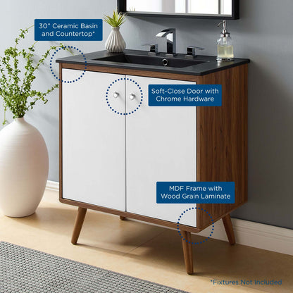 Transmit 30" Bathroom Vanity, Wood, Brown Walnut Black, 21113