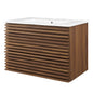 Render 30" Wall-Mount Bathroom Vanity, Wood, Brown Walnut White, 21118