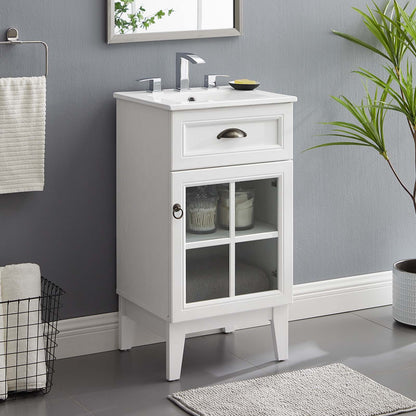 Isle 18" Bathroom Vanity Cabinet, Wood, White, 23161