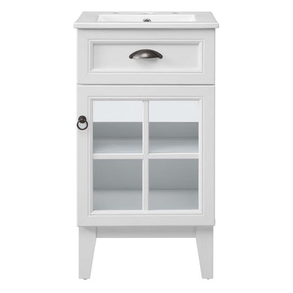 Isle 18" Bathroom Vanity Cabinet, Wood, White, 23161