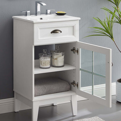 Isle 18" Bathroom Vanity Cabinet, Wood, White, 23161