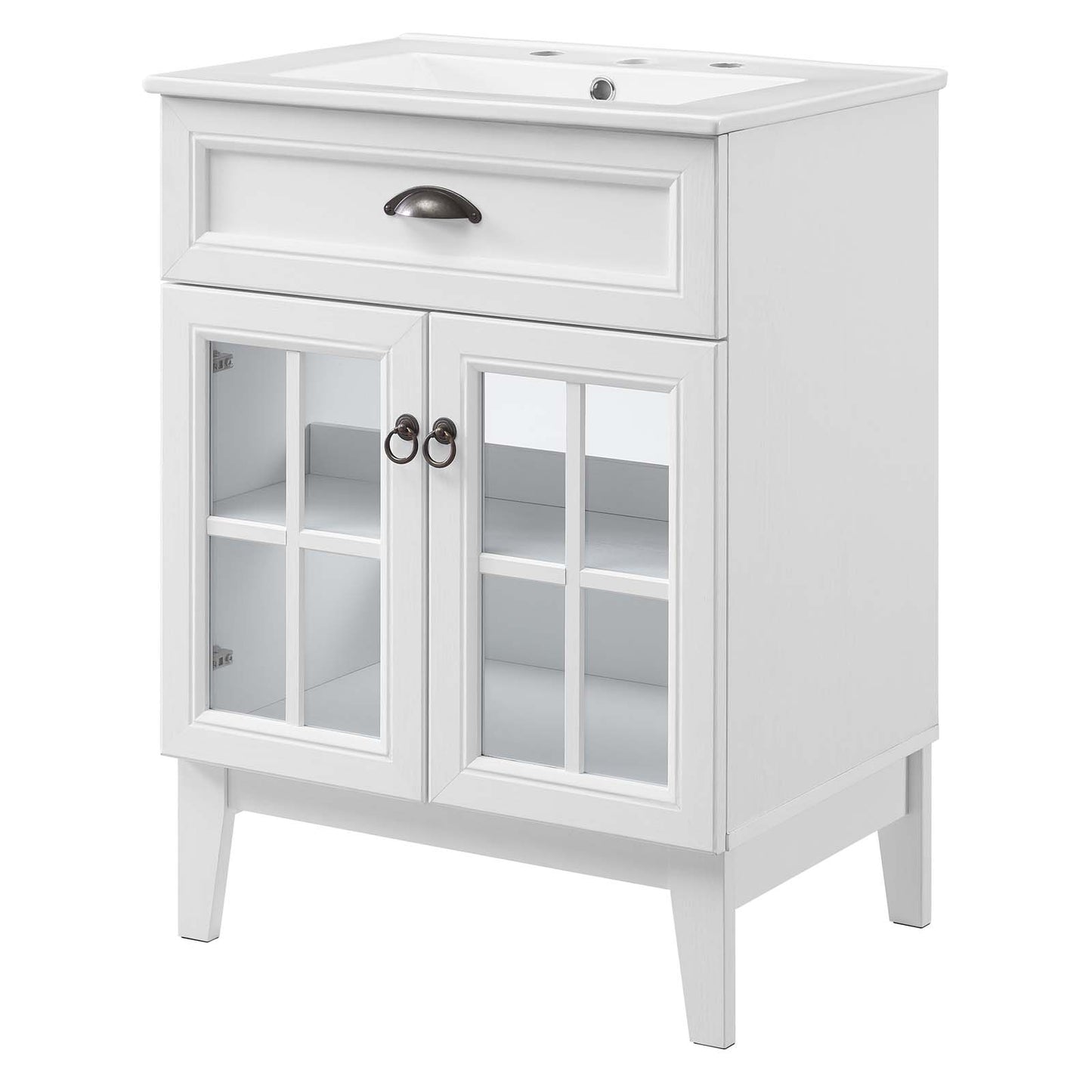 Isle 24" Bathroom Vanity Cabinet, Wood, White, 23326