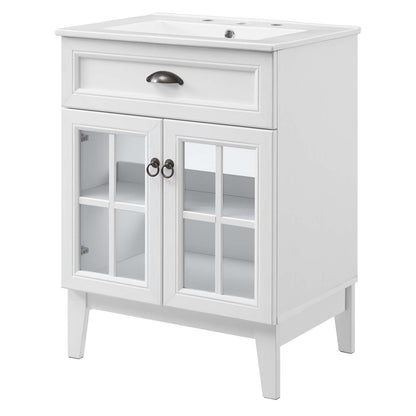Isle 24" Bathroom Vanity Cabinet, Wood, White, 23326