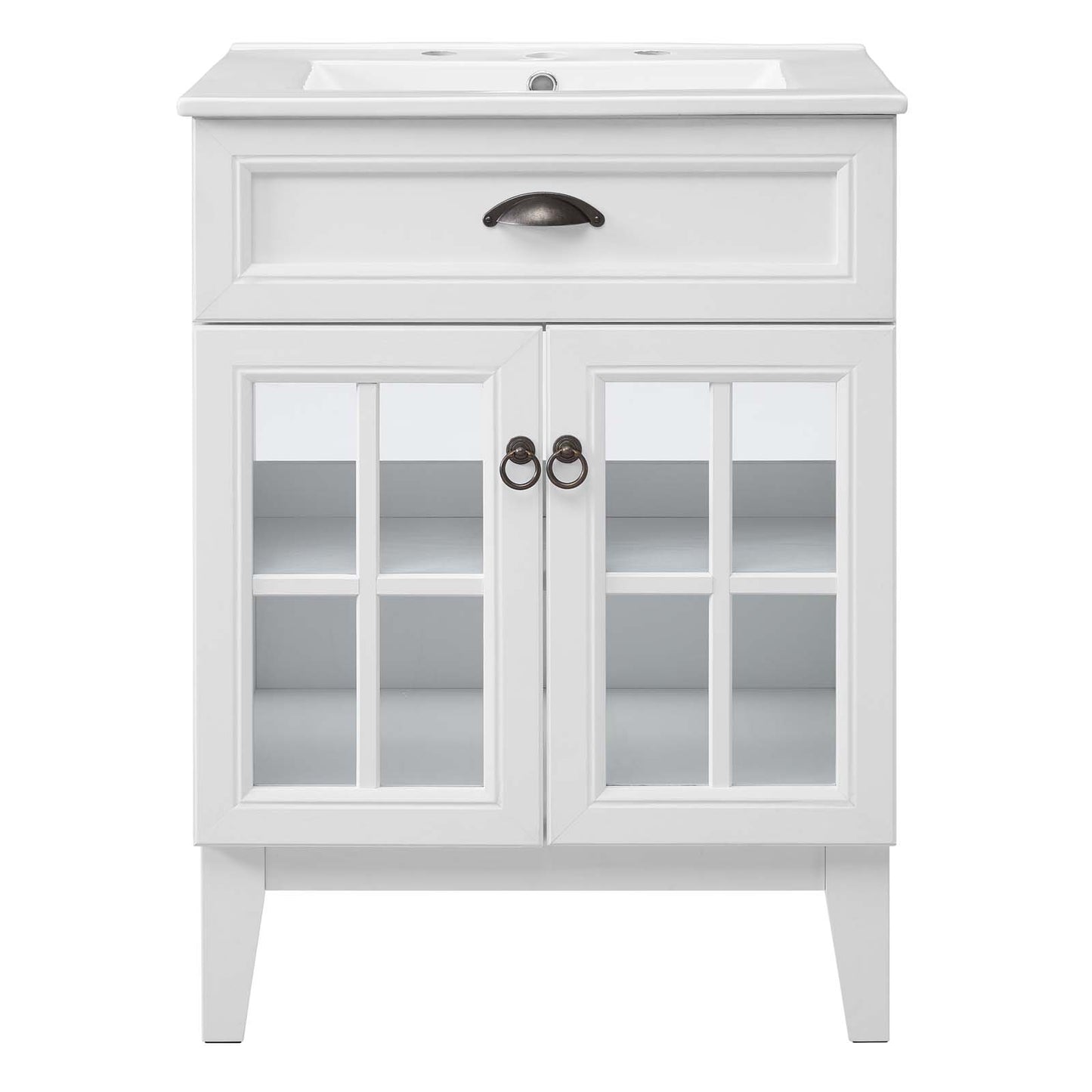Isle 24" Bathroom Vanity Cabinet, Wood, White, 23326