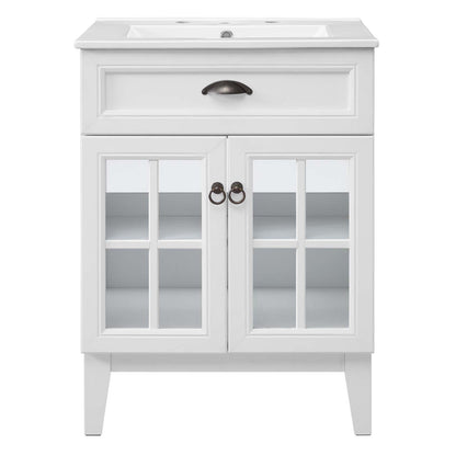 Isle 24" Bathroom Vanity Cabinet, Wood, White, 23326
