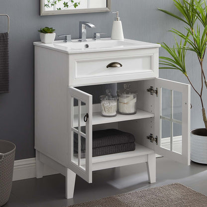 Isle 24" Bathroom Vanity Cabinet, Wood, White, 23326