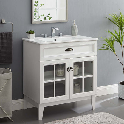Isle 30" Bathroom Vanity Cabinet, Wood, White, 23609