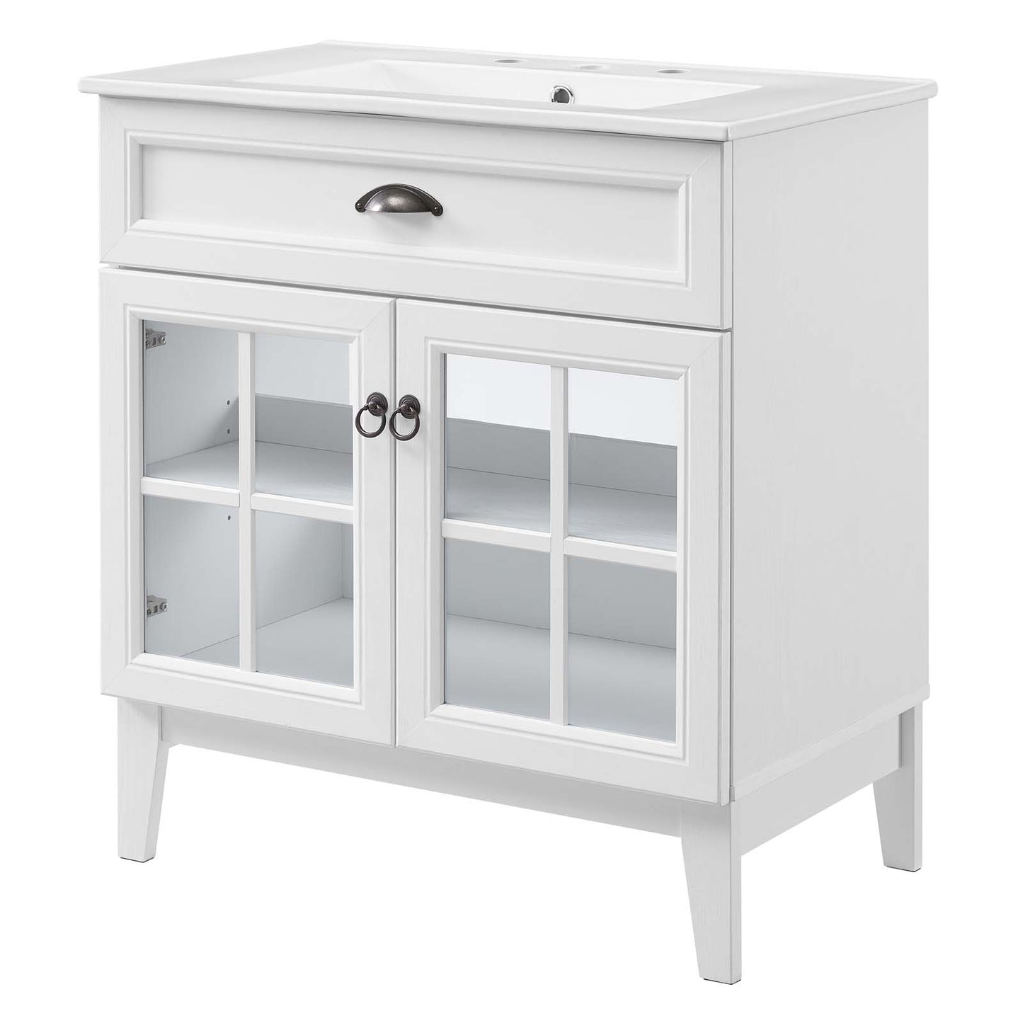 Isle 30" Bathroom Vanity Cabinet, Wood, White, 23609
