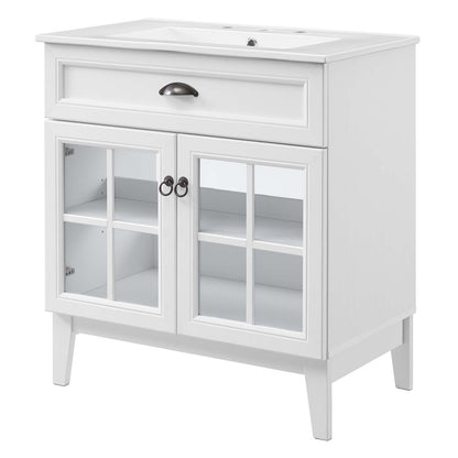 Isle 30" Bathroom Vanity Cabinet, Wood, White, 23609
