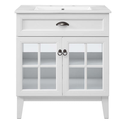Isle 30" Bathroom Vanity Cabinet, Wood, White, 23609
