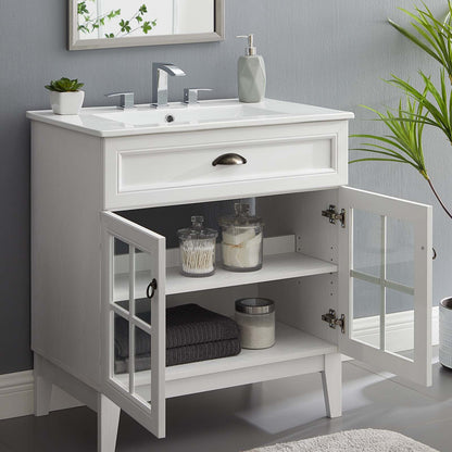 Isle 30" Bathroom Vanity Cabinet, Wood, White, 23609