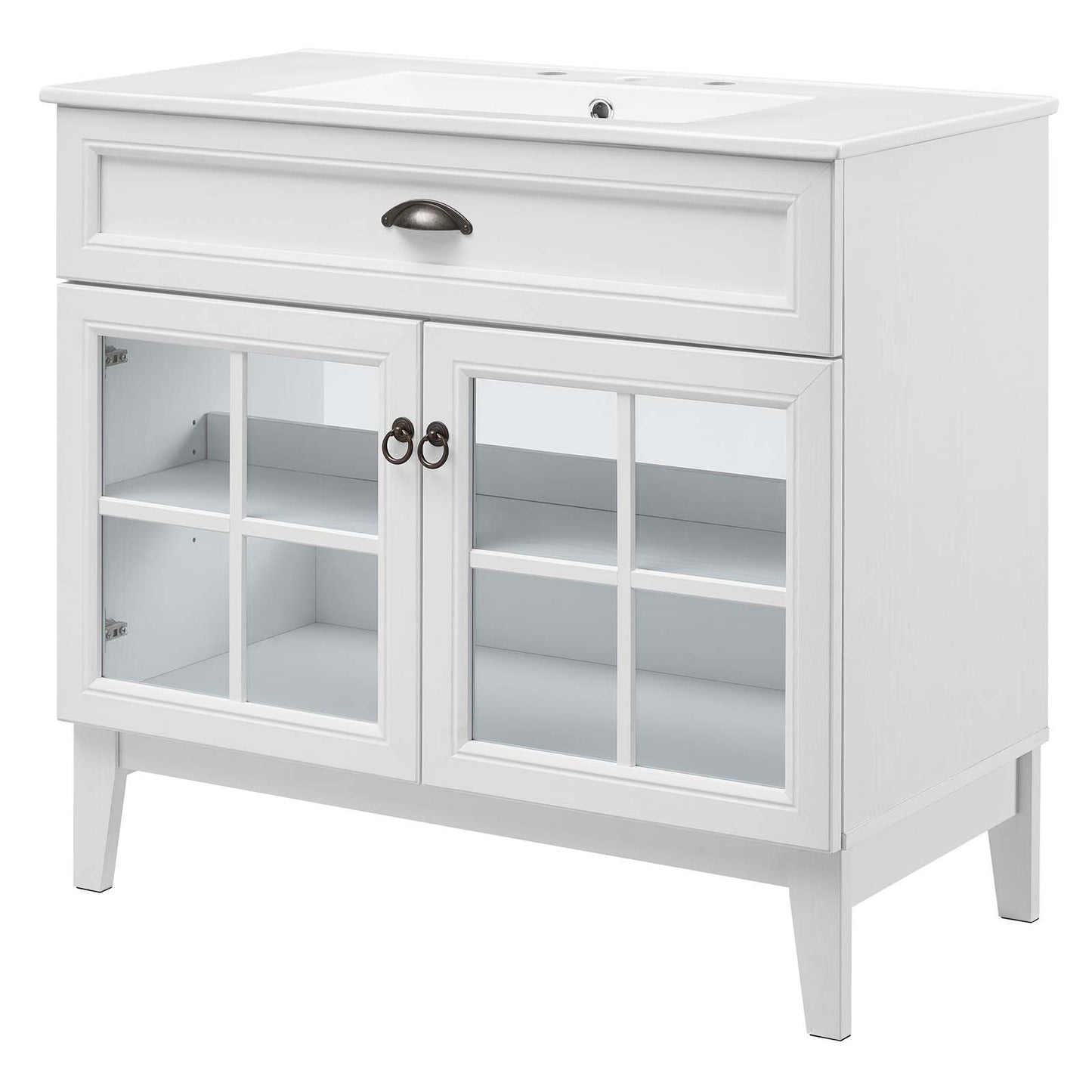 Isle 36" Bathroom Vanity Cabinet, Wood, White, 23372