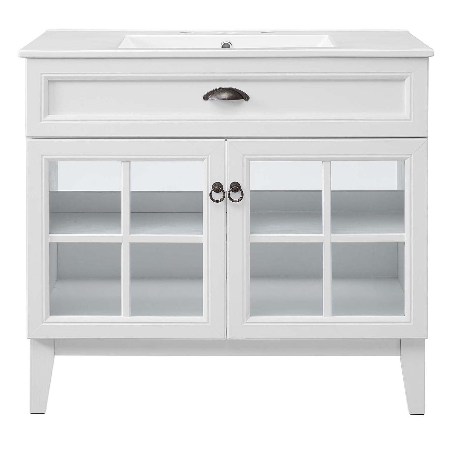 Isle 36" Bathroom Vanity Cabinet, Wood, White, 23372