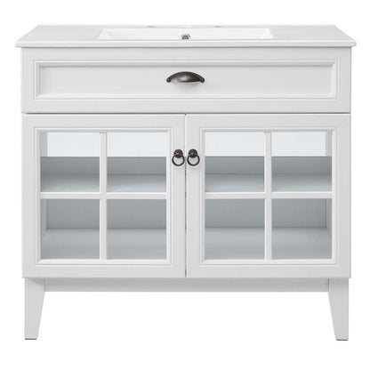 Isle 36" Bathroom Vanity Cabinet, Wood, White, 23372