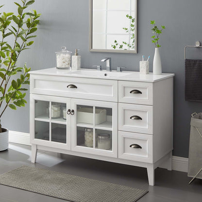 Isle 48" Bathroom Vanity Cabinet, Wood, White, 23601