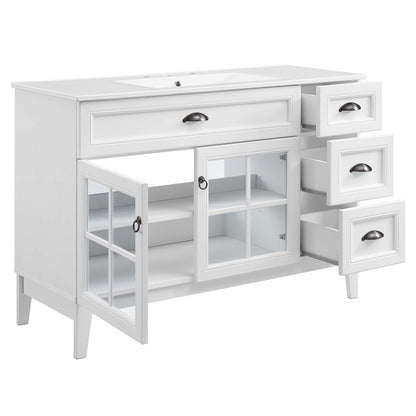 Isle 48" Bathroom Vanity Cabinet, Wood, White, 23601