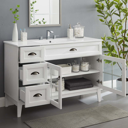 Isle 48" Bathroom Vanity Cabinet, Wood, White, 23601