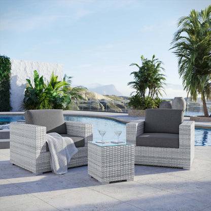 Convene 3-Piece Outdoor Patio Set, Rattan, Wicker, Grey Gray, 21120