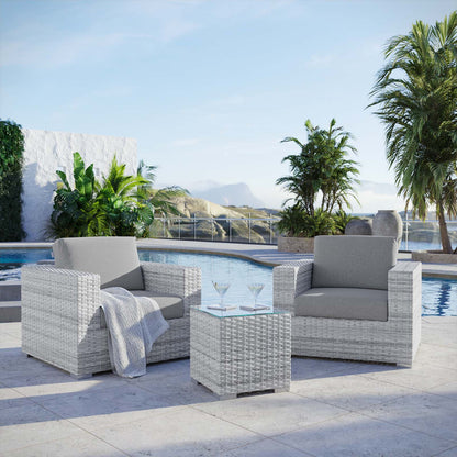 Convene 3-Piece Outdoor Patio Set, Rattan, Wicker, Grey Gray, 21121