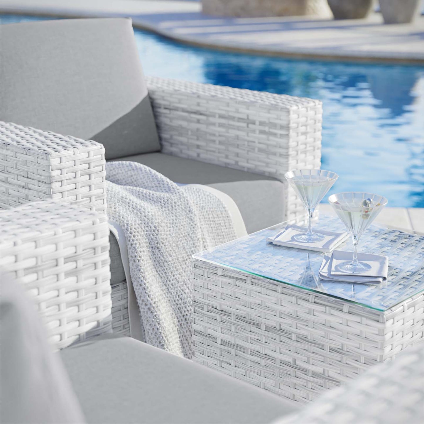 Convene 3-Piece Outdoor Patio Set, Rattan, Wicker, Grey Gray, 21121