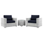 Convene 3-Piece Outdoor Patio Set, Rattan, Wicker, Light Grey Gray Blue Navy, 21123