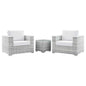 Convene 3-Piece Outdoor Patio Set, Rattan, Wicker, Light Grey Gray White, 21124